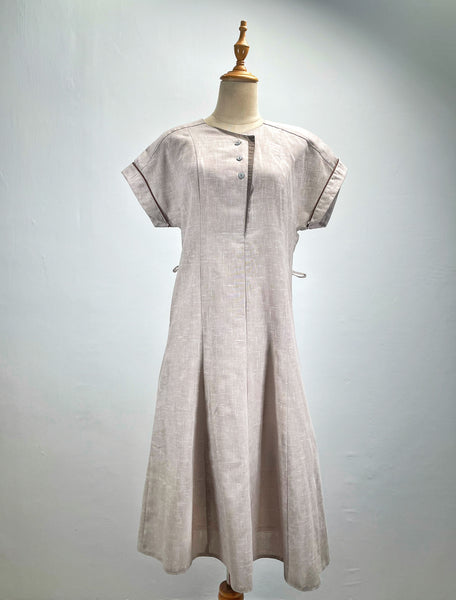 Terry | Vintage 1980s-does-1940s asymmetrical button flap dress