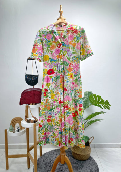 Vintage Designer Ken Scott Hand-Printed Floral Maxi Dress | {Rare Find} |