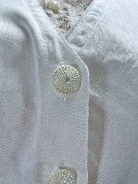 Must Have | Marie | Vintage 1980s lace accents cropped faux-vest top blouse