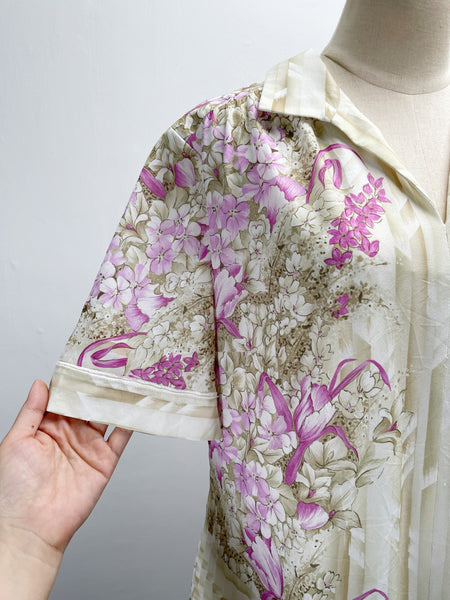 Meridian | Vintage 1980s orchid floral print XL dress