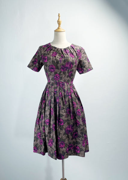 Viva En Rose | Vintage 1950s 1960s Madmen era cocktail dress with rose print