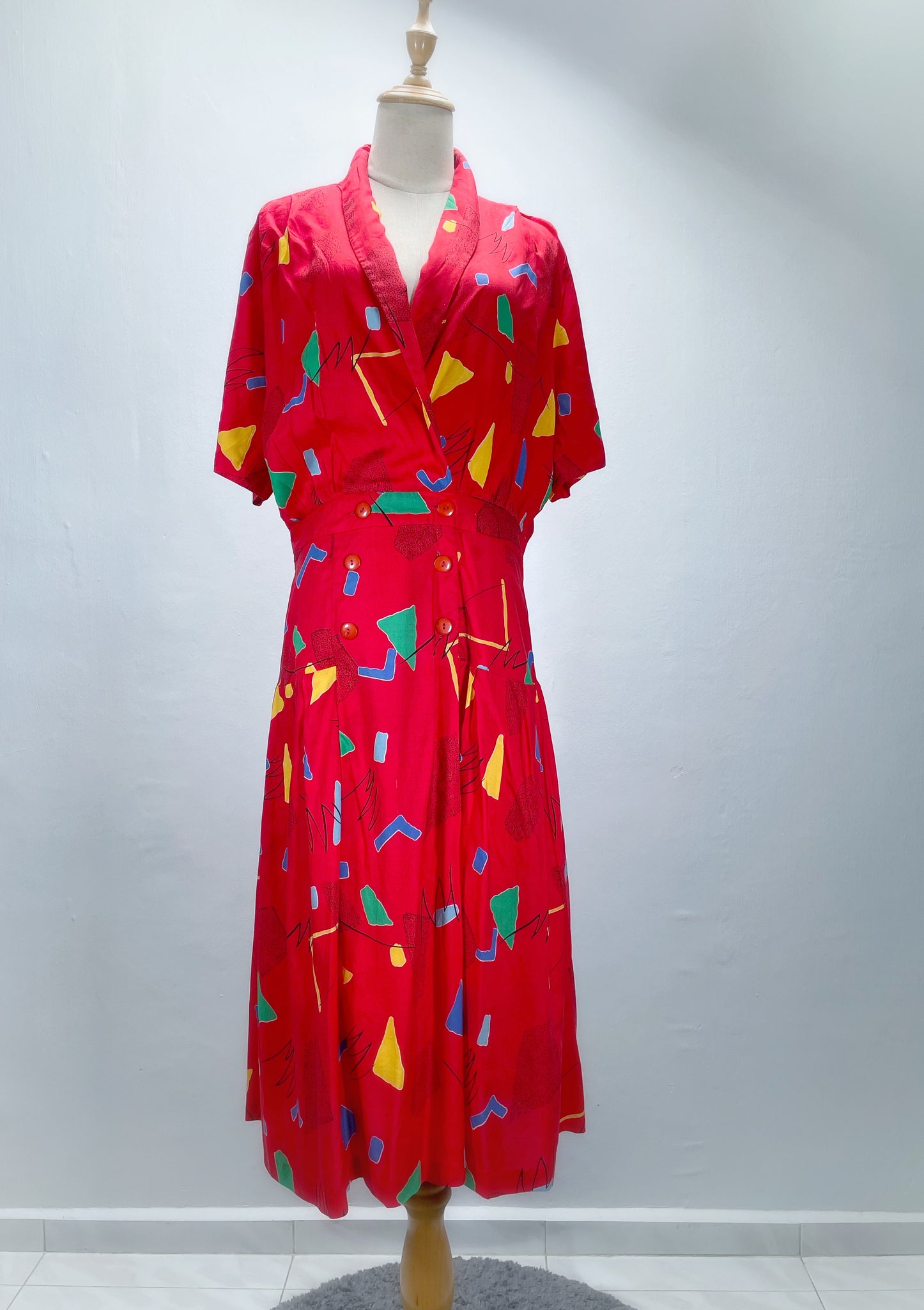 Must-have | Rae | Vintage 1980s abstract geometric Pop art print Loose-fit dress