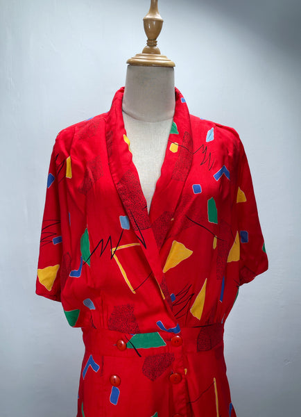 Must-have | Rae | Vintage 1980s abstract geometric Pop art print Loose-fit dress