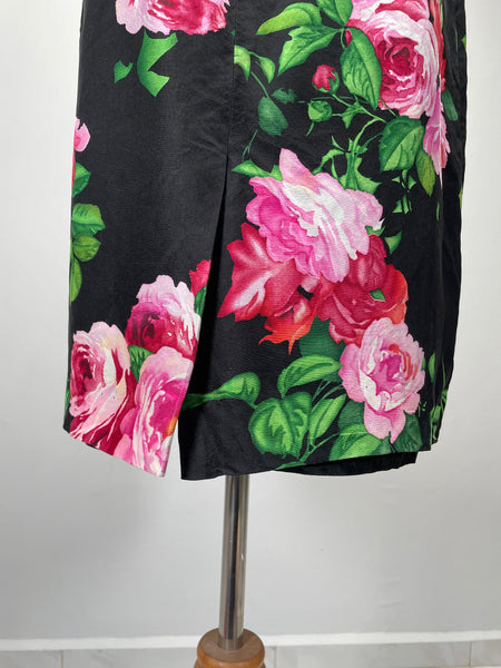 Must Have | 100% Silk Vintage 1960s 1970s Rose print Silk Dress