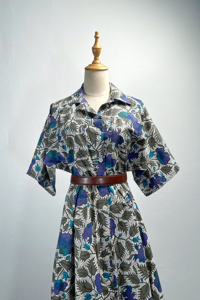 Charlotte | Vintage 1980s Batik style Holiday shirt dress