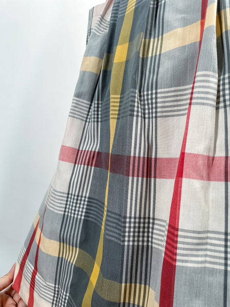 Eva | Vintage 1970s plaid yellow red grey skirt with big pockets