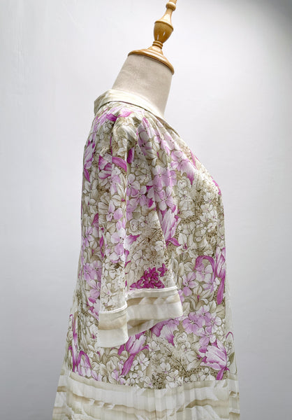 Meridian | Vintage 1980s orchid floral print XL dress
