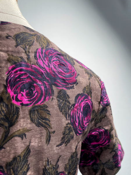 Viva En Rose | Vintage 1950s 1960s Madmen era cocktail dress with rose print