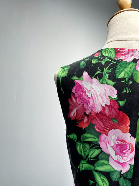 Must Have | 100% Silk Vintage 1960s 1970s Rose print Silk Dress