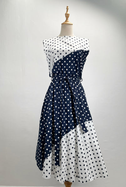 Pepper | Vintage 1980s 100% cotton Black and White Dalmatian polka dots dress