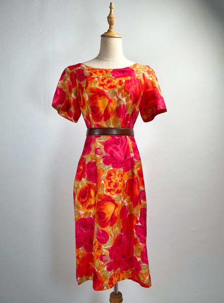 Rosario | Vintage 1950s 1960s 2-way Alice of California rose print floral dress