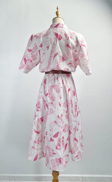 Shelley | Vintage 1980s pop-art abstract scribble print pop-over blazer neckline collared dress