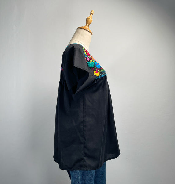 { Rare find } Freya | Vintage 1960s Oxacan Mexican embroidered Blouse in black (Copy)
