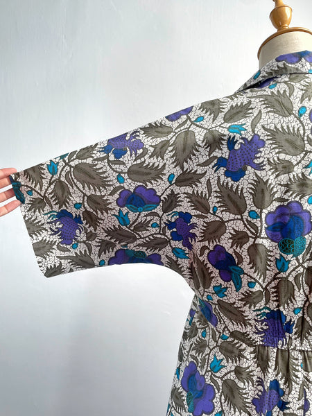 Charlotte | Vintage 1980s Batik style Holiday shirt dress