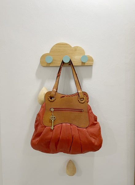 Vintage 1990s Y2K Leather Hobo Bag – Orange terracotta & Tan Boho Shoulder Purse
