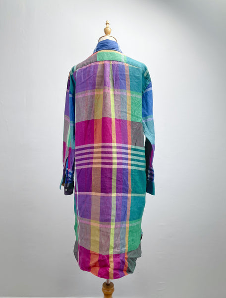 2021 Ralph Lauren Madras rainbow coloured Linen shirt dress