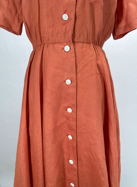 Vanna | Vintage 1950s Rust colored Circle skirt dress with lace pocket square