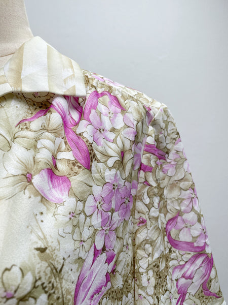 Meridian | Vintage 1980s orchid floral print XL dress