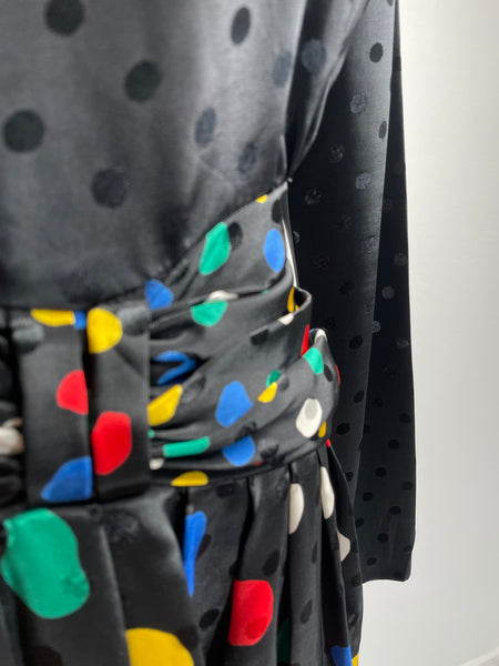 Alice | Signature Vintage 1980s Polka dots everywhere ruched waist cocktail dress