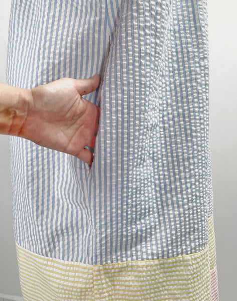 Must Have ! | Lainey | Vintage 1960s 1970s Pastel cheesecloth fabric striped dress shorter with cap sleeves
