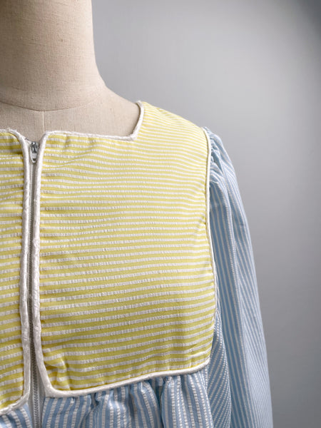 Must Have ! | Aurora | Vintage 1960s 1970s Pastel cheesecloth fabric striped dress