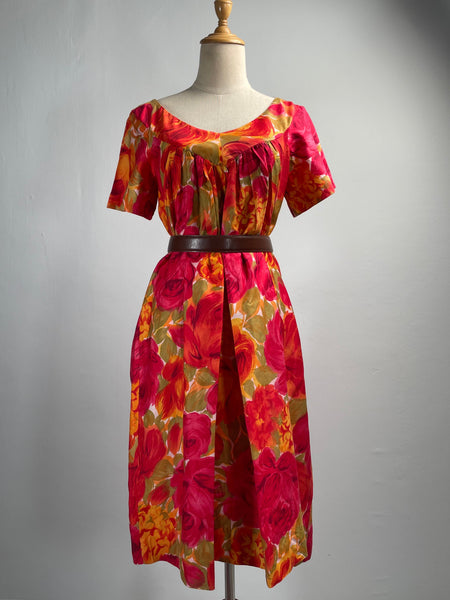 Rosario | Vintage 1950s 1960s 2-way Alice of California rose print floral dress