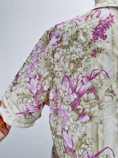 Meridian | Vintage 1980s orchid floral print XL dress