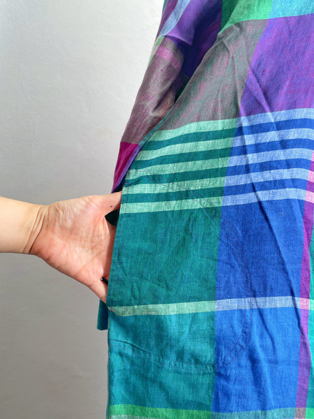 2021 Ralph Lauren Madras rainbow coloured Linen shirt dress