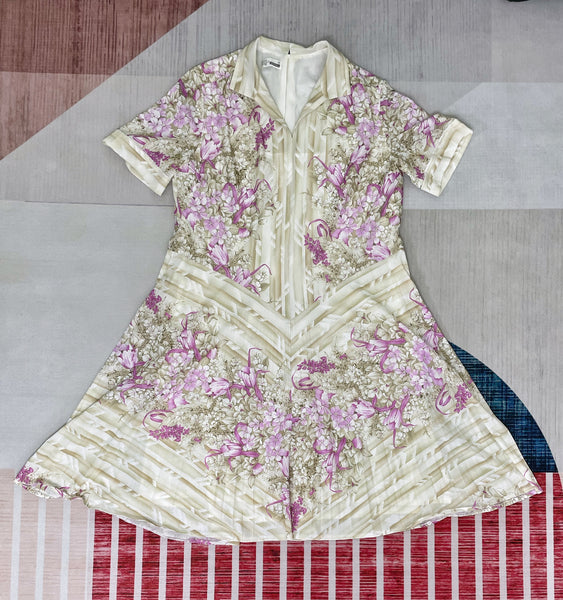 Meridian | Vintage 1980s orchid floral print XL dress