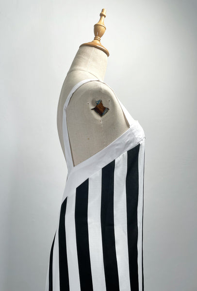 Sloane | Vintage 1990s 2000s vertical black and white monochrome thick strap maxi column dress with V back