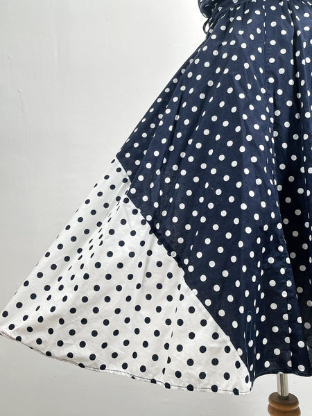 Pepper | Vintage 1980s 100% cotton Black and White Dalmatian polka dots dress