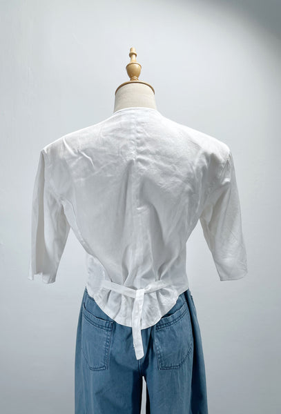 Must Have | Marie | Vintage 1980s lace accents cropped faux-vest top blouse