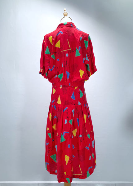 Must-have | Rae | Vintage 1980s abstract geometric Pop art print Loose-fit dress