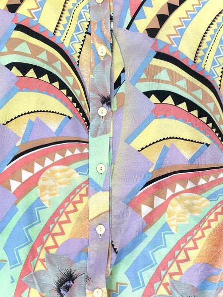 Zack | Vintage 1980s Pastel abstract geometric print Loose shirt blouse
