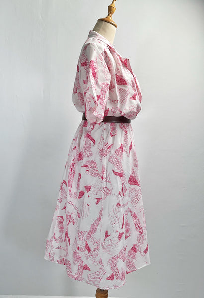 Shelley | Vintage 1980s pop-art abstract scribble print pop-over blazer neckline collared dress