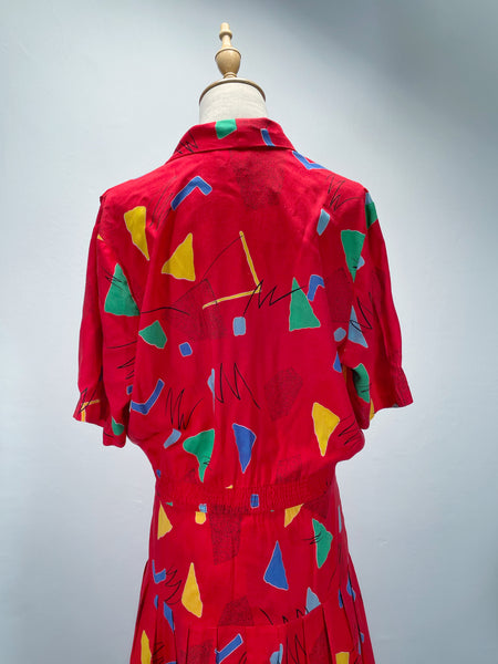 Must-have | Rae | Vintage 1980s abstract geometric Pop art print Loose-fit dress