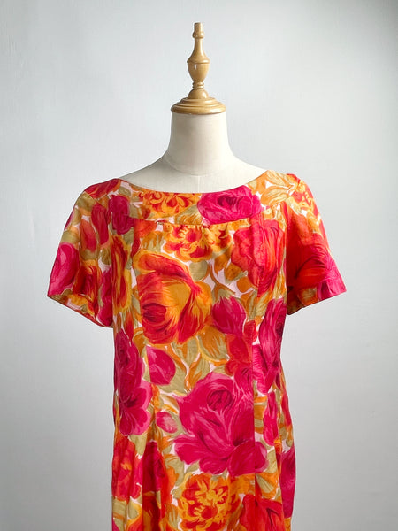Rosario | Vintage 1950s 1960s 2-way Alice of California rose print floral dress