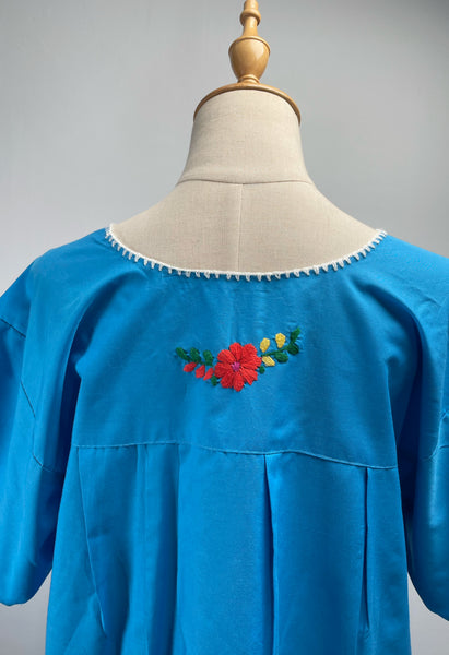 { Rare find } Hosanna | Vintage 1960s Oxacan Mexican embroidered Blouse in aquamarine blue