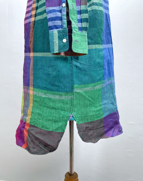 2021 Ralph Lauren Madras rainbow coloured Linen shirt dress