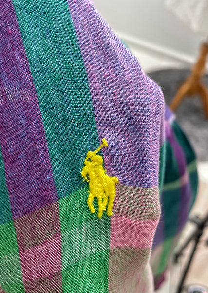 2021 Ralph Lauren Madras rainbow coloured Linen shirt dress