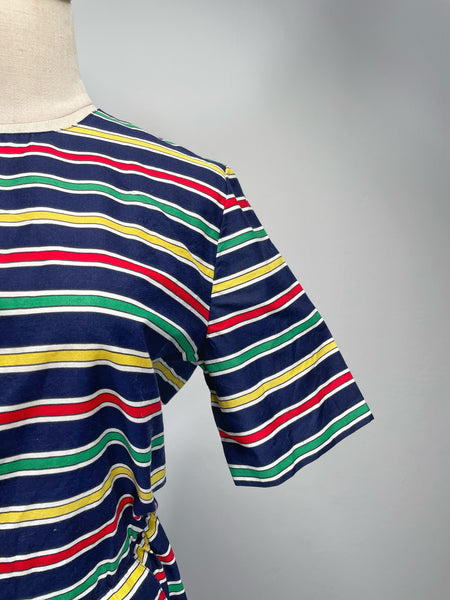 Vintage 1980s nautical theme striped dress with pockets | Jolene |