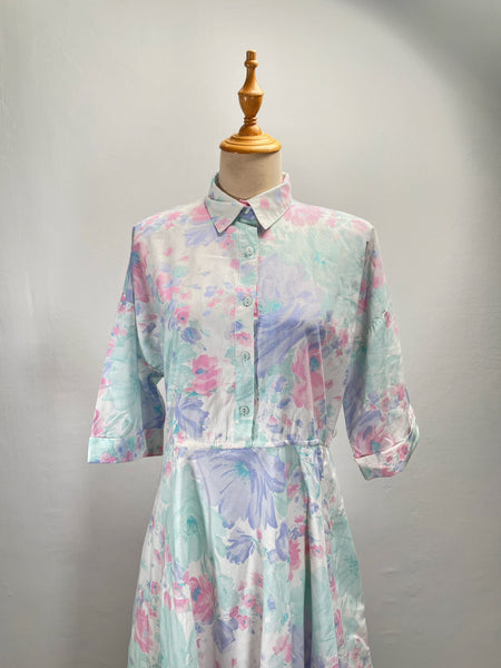 Bonnie | Vintage 1980s Pastel pink purple and blue American Shirtdress (Copy)