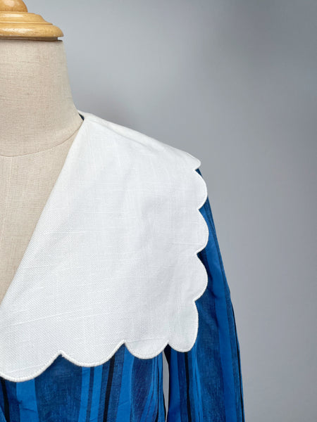 { Rare find } Midge | Vintage 1970s Royal blue Leslie Fay dress with Big scalloped collar