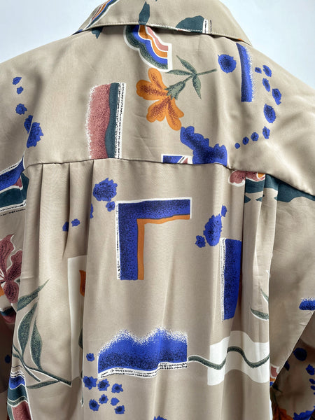 Emily | Vintage 1980s Fletcher Jones Australia novelty abstract print pleated button-down dress