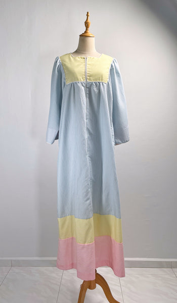 Must Have ! | Aurora | Vintage 1960s 1970s Pastel cheesecloth fabric striped dress