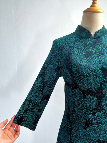 Jeri | 2000s zippered mandarin collar stretchy Cheongsam-style long-sleeved dress