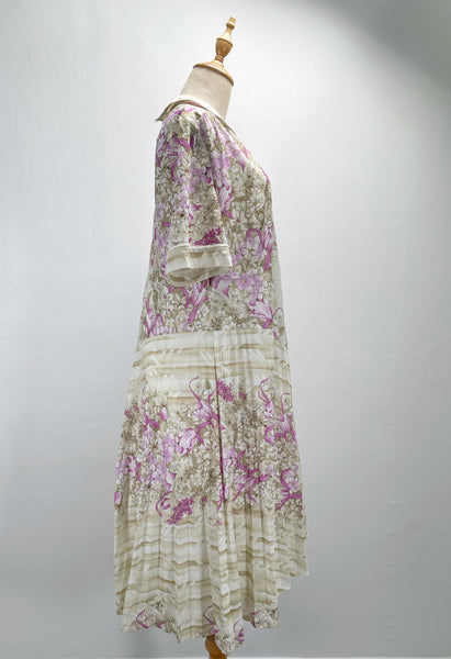 Meridian | Vintage 1980s orchid floral print XL dress