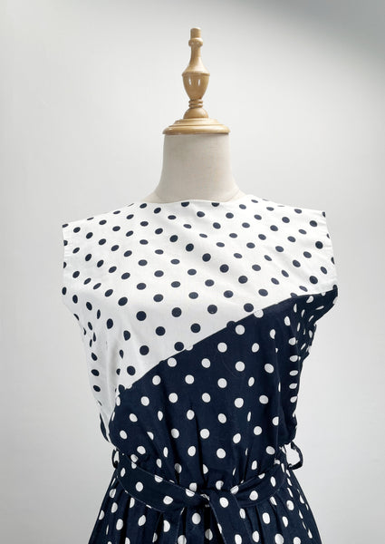 Pepper | Vintage 1980s 100% cotton Black and White Dalmatian polka dots dress