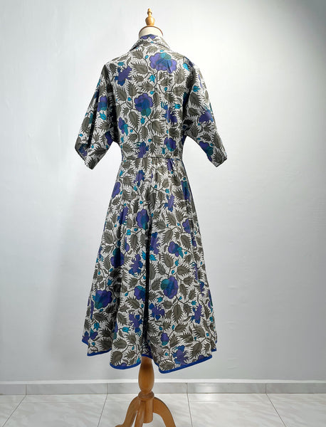 Charlotte | Vintage 1980s Batik style Holiday shirt dress