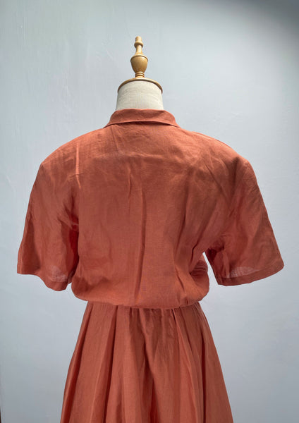 Vanna | Vintage 1950s Rust colored Circle skirt dress with lace pocket square